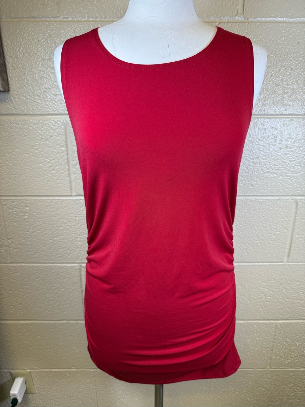 Zenana Outfitters Sleeveless Tank Dress with Cinch Sides in Cranberry Red